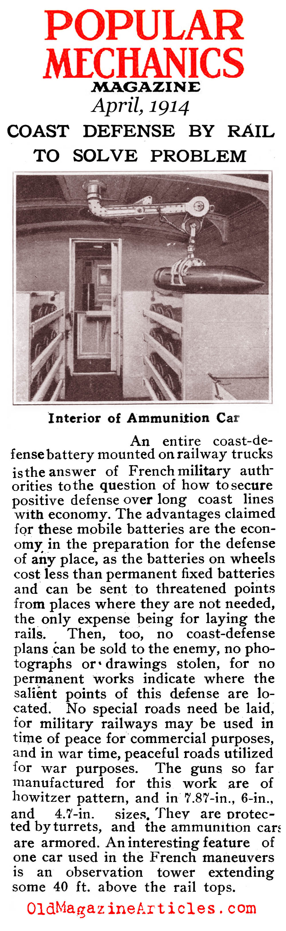 Railway Guns (Popular Mechanics, 1914)